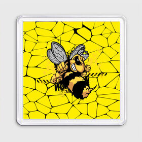 Магнит 55*55 с принтом Дикая пчела в Белгороде, Пластик | Размер: 65*65 мм; Размер печати: 55*55 мм | Тематика изображения на принте: дикая пчела | жало | мед | насекомые | опасность | соты | текстура | шершень
