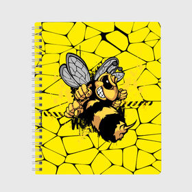 Тетрадь с принтом Дикая пчела в Белгороде, 100% бумага | 48 листов, плотность листов — 60 г/м2, плотность картонной обложки — 250 г/м2. Листы скреплены сбоку удобной пружинной спиралью. Уголки страниц и обложки скругленные. Цвет линий — светло-серый
 | дикая пчела | жало | мед | насекомые | опасность | соты | текстура | шершень