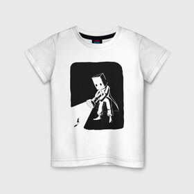 Детская футболка хлопок с принтом little nightmares в Белгороде, 100% хлопок | круглый вырез горловины, полуприлегающий силуэт, длина до линии бедер | пакет | персонаж | фонарь