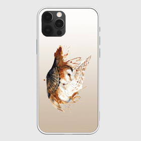 Чехол для iPhone 12 Pro с принтом летящая сова рисунок в Белгороде, силикон | область печати: задняя сторона чехла, без боковых панелей | акварель | акварельный | арт | брызги | градиент | животные | звери | краска | крылья | момент | полет | потеки | рисунок | скетч | сова | филин