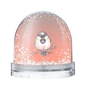Снежный шар с принтом акварельная птица на ветке в Белгороде, Пластик | Изображение внутри шара печатается на глянцевой фотобумаге с двух сторон | 