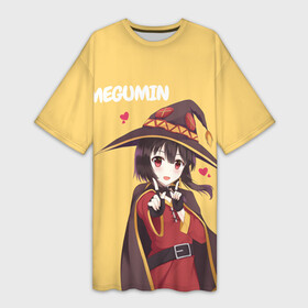 Платье-футболка 3D с принтом Megumin ноу ноу в Белгороде,  |  | aqua | darkness | kazuma | kono subarashii | konosuba | megumin | аква | богиня благословляет этот прекрасный мир | даркнес | даркнесс | казума | коносуба | мегумин | юн юн