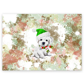 Поздравительная открытка с принтом Щенок в Белгороде, 100% бумага | плотность бумаги 280 г/м2, матовая, на обратной стороне линовка и место для марки
 | Тематика изображения на принте: dog | животные | милота | собака | текстура | щенок