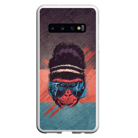 Чехол для Samsung Galaxy S10 с принтом Горилла в Белгороде, Силикон | Область печати: задняя сторона чехла, без боковых панелей | горилла | животные | мир джунглей | обезьяна | очки | текстура