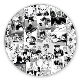 Коврик для мышки круглый с принтом Haikyu в Белгороде, резина и полиэстер | круглая форма, изображение наносится на всю лицевую часть | haikyu | аниме | бокуро | волейбол | кагеяме | манга | тецуро | хината | цукишима