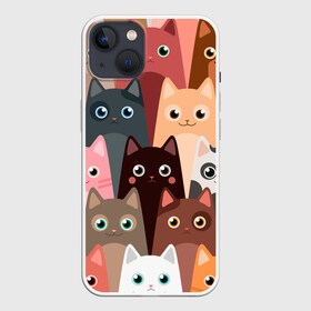 Чехол для iPhone 13 с принтом Котики мультяшные в Белгороде,  |  | cat | cats | cosmos | kitten | mem | memes | rose | roses | глаза | глазки | киска | космос | кот | котёнок | котик | котики | котэ | котята | кошак | кошка | кошки | красивая | мем | мемчики | милая | прикольная | розы | светлая