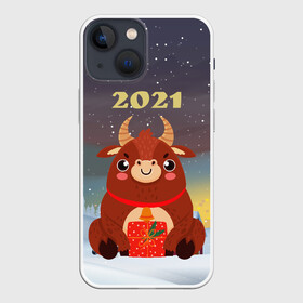 Чехол для iPhone 13 mini с принтом Бык с подарками 2021 в Белгороде,  |  | 2021 | 7 января | bull | newyear | santa | бык | быки | бычок | год быка | дед мороз | корова | новогодние каникулы | новогодние праздники | новый 2021 | новый год | новый год 2021 | рождество | сани | санта | санта клаус