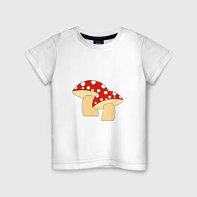 Детская футболка хлопок с принтом Грибы в Белгороде, 100% хлопок | круглый вырез горловины, полуприлегающий силуэт, длина до линии бедер | горох | грибы | картинки | круги | лес | мухомор | осень | позитив | популярные | прикольные
