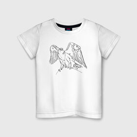 Детская футболка хлопок с принтом Символ Орла в Белгороде, 100% хлопок | круглый вырез горловины, полуприлегающий силуэт, длина до линии бедер | animals | art | bird | eagle | falcon | tattoo | wings | арт | беркут | гор | гордый | дикий | животные | крылья | летающий | один | орел | орлан | пернатый | перья | природа | птица | птичка | символ | сокол | соколиный взгляд
