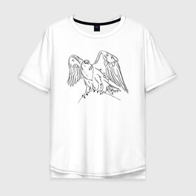 Мужская футболка хлопок Oversize с принтом Символ Орла в Белгороде, 100% хлопок | свободный крой, круглый ворот, “спинка” длиннее передней части | animals | art | bird | eagle | falcon | tattoo | wings | арт | беркут | гор | гордый | дикий | животные | крылья | летающий | один | орел | орлан | пернатый | перья | природа | птица | птичка | символ | сокол | соколиный взгляд