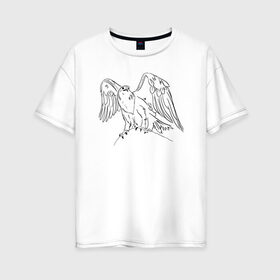 Женская футболка хлопок Oversize с принтом Символ Орла в Белгороде, 100% хлопок | свободный крой, круглый ворот, спущенный рукав, длина до линии бедер
 | animals | art | bird | eagle | falcon | tattoo | wings | арт | беркут | гор | гордый | дикий | животные | крылья | летающий | один | орел | орлан | пернатый | перья | природа | птица | птичка | символ | сокол | соколиный взгляд