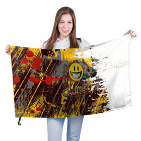 Флаг 3D с принтом Граффити(смайлик) в Белгороде, 100% полиэстер | плотность ткани — 95 г/м2, размер — 67 х 109 см. Принт наносится с одной стороны | hip hop | высказывание | граффити | детская | идея | манера | мемы | монстры | разные | рисунок | символ | смайлик