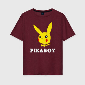 Женская футболка хлопок Oversize с принтом Pikaboy в Белгороде, 100% хлопок | свободный крой, круглый ворот, спущенный рукав, длина до линии бедер
 | 