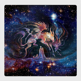 Магнитный плакат 3Х3 с принтом Дивные звери в Белгороде, Полимерный материал с магнитным слоем | 9 деталей размером 9*9 см | волшебство | грифон | единорог | звёзды | колыбельная | космос | кот | любовь | мечты | ночь | пара | сказка | сон