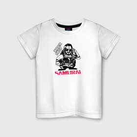 Детская футболка хлопок с принтом Samurai в Белгороде, 100% хлопок | круглый вырез горловины, полуприлегающий силуэт, длина до линии бедер | cyberpunk 2077 | johnny silverhand | judy | moxes | panam | samurai | джуди | киберпанк 2077 | панам | шельмы