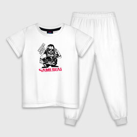 Детская пижама хлопок с принтом Samurai в Белгороде, 100% хлопок |  брюки и футболка прямого кроя, без карманов, на брюках мягкая резинка на поясе и по низу штанин
 | Тематика изображения на принте: cyberpunk 2077 | johnny silverhand | judy | moxes | panam | samurai | джуди | киберпанк 2077 | панам | шельмы