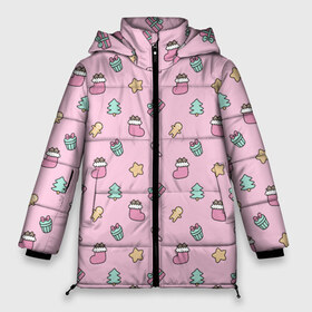 Женская зимняя куртка 3D с принтом Новойгодний Розовый Паттерн в Белгороде, верх — 100% полиэстер; подкладка — 100% полиэстер; утеплитель — 100% полиэстер | длина ниже бедра, силуэт Оверсайз. Есть воротник-стойка, отстегивающийся капюшон и ветрозащитная планка. 

Боковые карманы с листочкой на кнопках и внутренний карман на молнии | Тематика изображения на принте: 2020 | 2021 | 2022 | 2023 | 2024 | 2025 | merry christmas | new year | вязание | вязаный | год | дед | елка | елки | лес | мороз | нг | новый | новый год | олени | олень | оленями | рождество | свитер | снегурочка