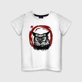 Детская футболка хлопок с принтом LegiOWLn в Белгороде, 100% хлопок | круглый вырез горловины, полуприлегающий силуэт, длина до линии бедер | Тематика изображения на принте: bird | black and white | owl | птица | сова | филин