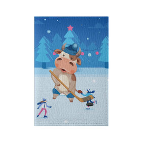 Обложка для паспорта матовая кожа с принтом Бык играет в хоккей в Белгороде, натуральная матовая кожа | размер 19,3 х 13,7 см; прозрачные пластиковые крепления | 2021 | 7 января | bull | newyear | santa | бык | быки | бычок | год быка | дед мороз | корова | новогодние каникулы | новогодние праздники | новый 2021 | новый год | новый год 2021 | рождество | сани | санта | санта клаус
