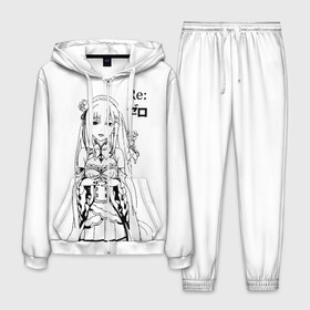 Мужской костюм 3D с принтом ReZero в Белгороде, 100% полиэстер | Манжеты и пояс оформлены тканевой резинкой, двухслойный капюшон со шнурком для регулировки, карманы спереди | anime girl | anime heroes | emilia | girl | kawaii | ram | re zero | re:zero | rem | девочка | девушка | жизнь с нуля в альтернативном мире | кавайный | логотипы аниме | персонажи аниме | рам | ре зеро | рем | эмилия