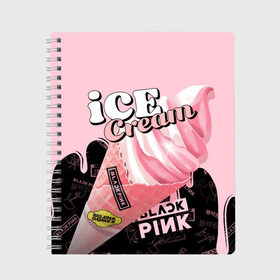 Тетрадь с принтом BLACKPINK ICE CREAM в Белгороде, 100% бумага | 48 листов, плотность листов — 60 г/м2, плотность картонной обложки — 250 г/м2. Листы скреплены сбоку удобной пружинной спиралью. Уголки страниц и обложки скругленные. Цвет линий — светло-серый
 | Тематика изображения на принте: black pink | blackpink | ice cream | k pop | блэкпинк | дженни | джису | к поп | лиса | розэ