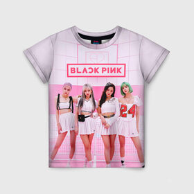 Детская футболка 3D с принтом BLACKPINK в Белгороде, 100% гипоаллергенный полиэфир | прямой крой, круглый вырез горловины, длина до линии бедер, чуть спущенное плечо, ткань немного тянется | black pink | blackpink | k pop | блэкпинк | дженни | джису | к поп | лиса | розэ