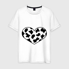 Мужская футболка хлопок с принтом В Новый год - с любовью! в Белгороде, 100% хлопок | прямой крой, круглый вырез горловины, длина до линии бедер, слегка спущенное плечо. | 2021 | бык | корова | любовь | новый год | праздник | сердце | символ года | чёрно белый
