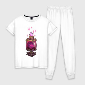 Женская пижама хлопок с принтом TRDGARPG, Worthy Heart hunter, концепт арт, грааль, сердце, сосуд в Белгороде, 100% хлопок | брюки и футболка прямого кроя, без карманов, на брюках мягкая резинка на поясе и по низу штанин | 