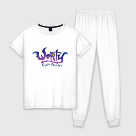 Женская пижама хлопок с принтом TRDGARPG, Worthy Heart hunter, логотип в Белгороде, 100% хлопок | брюки и футболка прямого кроя, без карманов, на брюках мягкая резинка на поясе и по низу штанин | 