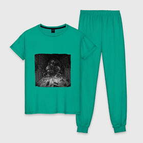 Женская пижама хлопок с принтом TRDGARPG, ratking, мышиный король, нуар в Белгороде, 100% хлопок | брюки и футболка прямого кроя, без карманов, на брюках мягкая резинка на поясе и по низу штанин | 