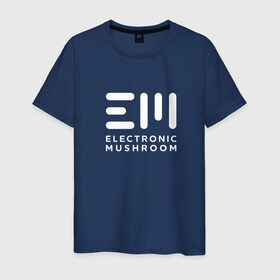 Мужская футболка хлопок с принтом Электронный Гриб Белый в Белгороде, 100% хлопок | прямой крой, круглый вырез горловины, длина до линии бедер, слегка спущенное плечо. | casual | electronic mushroom | em | eshroomy