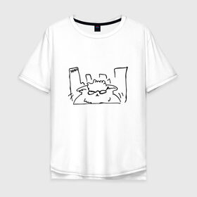 Мужская футболка хлопок Oversize с принтом Курсэд Кэтс Семь в Белгороде, 100% хлопок | свободный крой, круглый ворот, “спинка” длиннее передней части | Тематика изображения на принте: cat | community | electronic mushroom | meme