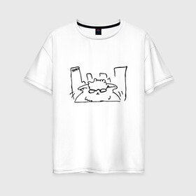 Женская футболка хлопок Oversize с принтом Курсэд Кэтс Семь в Белгороде, 100% хлопок | свободный крой, круглый ворот, спущенный рукав, длина до линии бедер
 | cat | community | electronic mushroom | meme