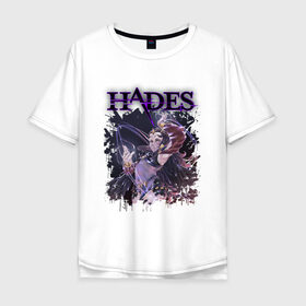 Мужская футболка хлопок Oversize с принтом Hades Nyx (Z) в Белгороде, 100% хлопок | свободный крой, круглый ворот, “спинка” длиннее передней части | Тематика изображения на принте: aid | hades | nyx | roguelike | thanatos | zagreus | аид | гадес | загрей | никс | рогалик | танатос