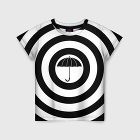 Детская футболка 3D с принтом Узор Академия Амбрелла в Белгороде, 100% гипоаллергенный полиэфир | прямой крой, круглый вырез горловины, длина до линии бедер, чуть спущенное плечо, ткань немного тянется | академия | амбрелла | белый | зонт | полосы | узор | фильм | черный