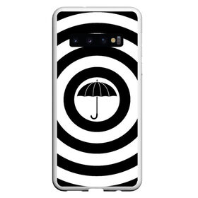 Чехол для Samsung Galaxy S10 с принтом Узор Академия Амбрелла в Белгороде, Силикон | Область печати: задняя сторона чехла, без боковых панелей | академия | амбрелла | белый | зонт | полосы | узор | фильм | черный