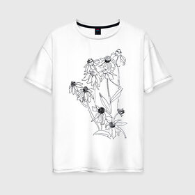 Женская футболка хлопок Oversize с принтом Ромашки в Белгороде, 100% хлопок | свободный крой, круглый ворот, спущенный рукав, длина до линии бедер
 | 