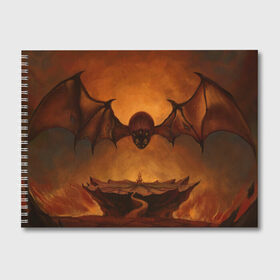 Альбом для рисования с принтом Владыка тьмы в Белгороде, 100% бумага
 | матовая бумага, плотность 200 мг. | горящее | крылья | лава | летучая | мрачный | мышь | небо | огонь | скалы | страшный | сюрреализм