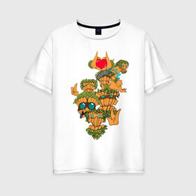 Женская футболка хлопок Oversize с принтом Древец в Белгороде, 100% хлопок | свободный крой, круглый ворот, спущенный рукав, длина до линии бедер
 | древец | сборка | смайл | стикеры | эмоции