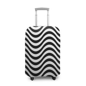 Чехол для чемодана 3D с принтом ЧБ Волна в Белгороде, 86% полиэфир, 14% спандекс | двустороннее нанесение принта, прорези для ручек и колес | зебра | кривые | полосы | текстуры | узор волна | чб | чб волна | черное и белое