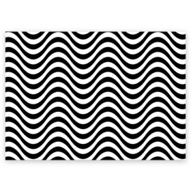 Поздравительная открытка с принтом ЧБ Волна в Белгороде, 100% бумага | плотность бумаги 280 г/м2, матовая, на обратной стороне линовка и место для марки
 | зебра | кривые | полосы | текстуры | узор волна | чб | чб волна | черное и белое