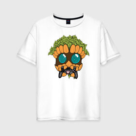 Женская футболка хлопок Oversize с принтом Древец в Белгороде, 100% хлопок | свободный крой, круглый ворот, спущенный рукав, длина до линии бедер
 | персонаж | пупс | смайл | стикер | эмоция
