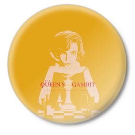 Значок с принтом Ход королевы в Белгороде,  металл | круглая форма, металлическая застежка в виде булавки | the queens gambit | графика | девушка | королева | шахматы