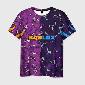 Мужская футболка 3D с принтом Roblox | Роблокс в Белгороде, 100% полиэфир | прямой крой, круглый вырез горловины, длина до линии бедер | Тематика изображения на принте: 2 цвета | game | roblox | абстракция | игра | огонь | пламя | роблокс