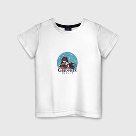 Детская футболка хлопок с принтом Genshin Impact в Белгороде, 100% хлопок | круглый вырез горловины, полуприлегающий силуэт, длина до линии бедер | anime | game | genshin impact | rpg | аниме | геншин импакт | игра | персонаж | рпг
