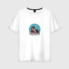 Женская футболка хлопок Oversize с принтом Genshin Impact в Белгороде, 100% хлопок | свободный крой, круглый ворот, спущенный рукав, длина до линии бедер
 | anime | game | genshin impact | rpg | аниме | геншин импакт | игра | персонаж | рпг