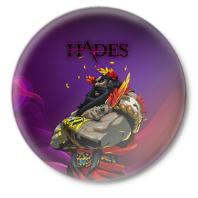 Значок с принтом Hades в Белгороде,  металл | круглая форма, металлическая застежка в виде булавки | game | games | hades | аид | арт | загрей | хадес | хадэс