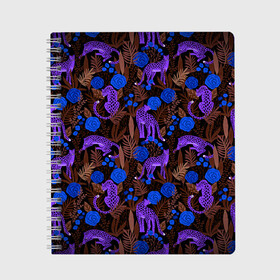 Тетрадь с принтом Purple Leopards в Белгороде, 100% бумага | 48 листов, плотность листов — 60 г/м2, плотность картонной обложки — 250 г/м2. Листы скреплены сбоку удобной пружинной спиралью. Уголки страниц и обложки скругленные. Цвет линий — светло-серый
 | 