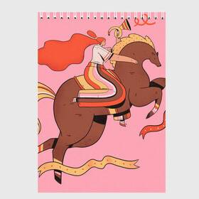 Скетчбук с принтом девушка на лошади в Белгороде, 100% бумага
 | 48 листов, плотность листов — 100 г/м2, плотность картонной обложки — 250 г/м2. Листы скреплены сверху удобной пружинной спиралью | Тематика изображения на принте: 