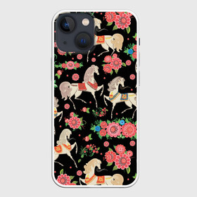 Чехол для iPhone 13 mini с принтом лошади и цветы в Белгороде,  |  | horse | horseshoe | акварель | головалошади | грива | жеребец | животные | конь | лошадь | лошадьскрыльями | подкова | природа | рисуноккрасками